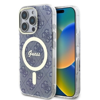 Husa pentru iPhone 16 Pro - Guess IML 4G MagSafe (GUHMP16LH4STB) - Blue foto