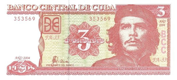 Cuba 3 Pesos 2004 - Ernesto Guevara, V18, P-127a UNC !!!