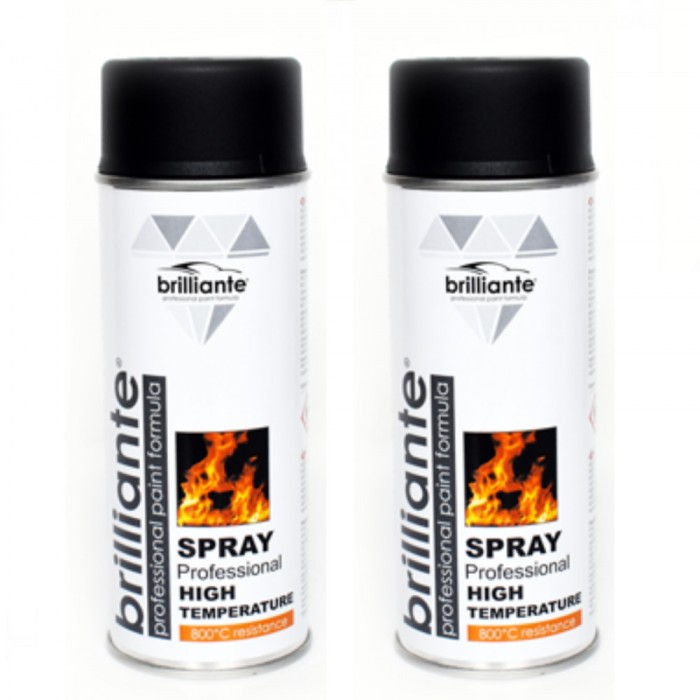 Pachet 2 x Vopsea Spray Brilliante Temperaturi Inalte Negru 400 ml