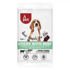 Gustări C&acirc;ini Apet Sticks cu Vită, Capacitate 150g