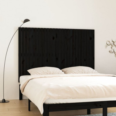 vidaXL Tăblie de pat pentru perete, negru, 166x3x110 cm lemn masiv pin foto