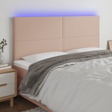 Cumpara ieftin Tăblie de pat cu LED, cappuccino, 200x5x118/128 cm, piele eco
