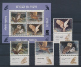 ISRAEL 1987-PASARI Bufnite - bloc si serie completa de 4 timbre nestampilatei