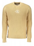 Pulover bărbați, cu logo brodat, Regular fit, bej, 2XL