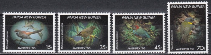 Papua Noua Guinee 1986 -Expoziția de timbre Ameripex 86-Chicago, Păsări mici,MNH