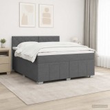Cumpara ieftin Pat boxspring cu saltea Gri inchis 160 x 200 cm Tesatura