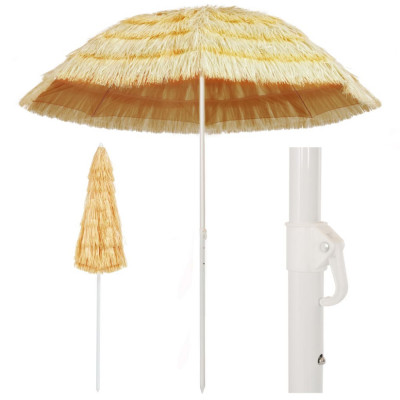 Umbrelă de plajă, natural, 240 cm, stil hawaiian foto