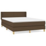 Cumpara ieftin Pat box spring cu saltea, maro inchis, 140x200 cm, textil