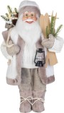 Figurina decorativa Mos Craciun textil gri 45 cm MagicHome