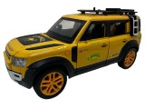 Macheta Land Rover Defender galben sunet lumini deschide usile si capotele