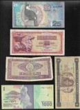 Set 5 bancnote de prin lume adunate (cele din imagini) #404, Asia