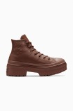 Converse tenisi de piele Chuck Taylor All Star Lugged Heel femei, culoarea maro, A11547C