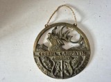 Aplică / Placheta bronz masiv &bdquo;Cerbul Carpatin Brașov&rdquo;, T.A.R. Carpați, anii '70