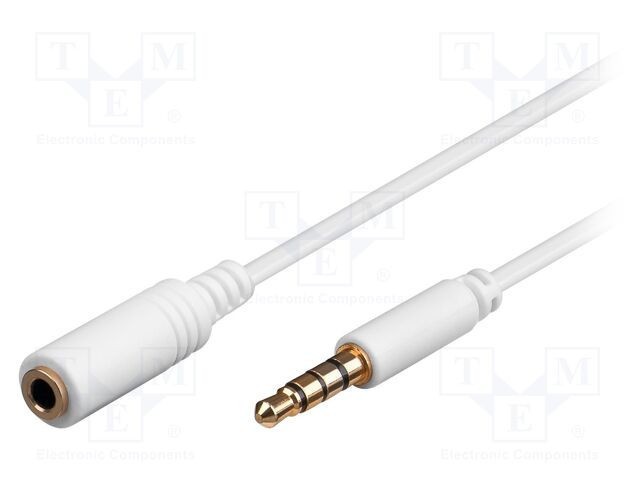 Cablu Jack 3,5mm 4pin 1m alb PVC Goobay