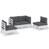Set mobilier gradina cu perne, 4 piese, lemn de pin