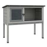 PawHut Cușcă de Iepure Ridicată, Cușcă de Iepure cu Tavă Extensibilă și Trapă, 84x43x70 cm, Gri