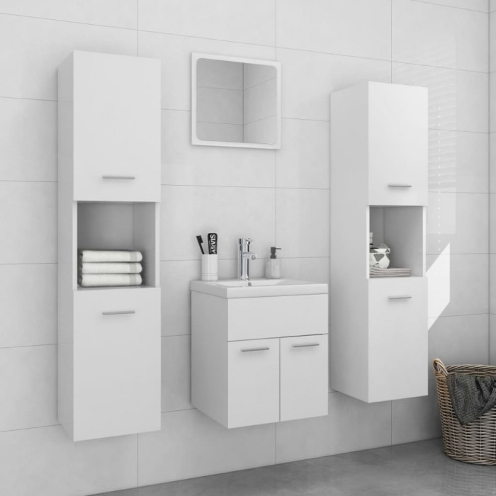 Gossi set mobilier de baie, alb, lemn prelucrat