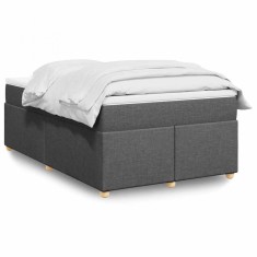 vidaXL Pat box spring cu saltea, gri &icirc;nchis, 120x190 cm, textil 3285360