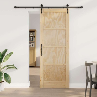 Ușa glisantă cu set de accesorii 78x211 cm Lemn solid din pin foto
