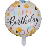 Balon din folie metalizata, flippy, figurine, model 6, happy birthday, tematica aniversare, 45 cm, ambalaj individual, pai inclus, umflare cu aer sau