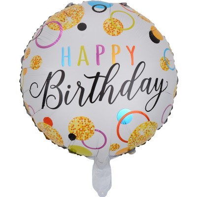 Balon din folie metalizata, flippy, figurine, model 6, happy birthday, tematica aniversare, 45 cm, ambalaj individual, pai inclus, umflare cu aer sau foto