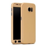 Cumpara ieftin Husa protectie pentru Samsung Galaxy S6 Edge, Auriu, Fullbody fata-spate, folie de protectie gratis, MyStyle