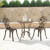 Set bistro gradina DinaB masa rotunda si 2 scaune culoarea bronzului [casa.pro] HausGarden Leisure