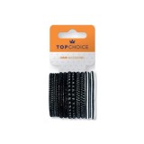 Set de 12 bucati Elastic de par Top Choice, , alb-negru, TC22357