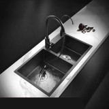 Chiuveta Bucatarie Inox, 75x45x21 cm, Cu accesorii, Negru Grafit ModernLight Concept