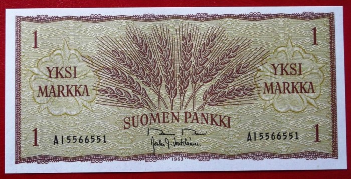 Finlanda 1 Markka 1963 Pick # 98 UNC necirculata **