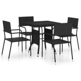 Set mobilier de gradina, 5 piese, negru, poliratan