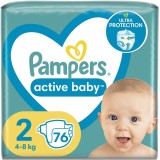 Scutece Pampers Active Baby Jumbo Pack, Marimea 2, Nou Nascut, 4 -8 kg, 76 buc