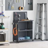 Cărucior pentru unelte cu raft cu roata cu depozitare Manual Antracit 65 x 35 x 111 cm