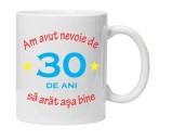 Cana alba personalizata &quot;am avut nevoie de 30 de ani&quot;, INOVATIX&reg;. 330ml
