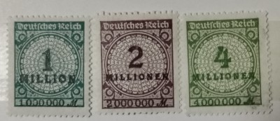 SV * Germania / Imperiul German 1 - 2 - 4 MILIOANE MARK - Fiscale * Republica de la Weimar foto
