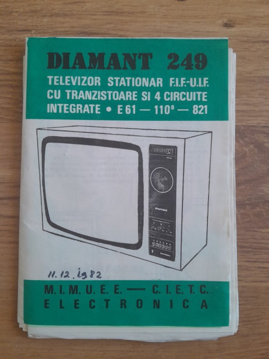Instructiuni de utilizare televizor Diamant 249 TV amplificator garantie acte