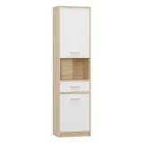 Dulap 2 usi 2 sertare din mdf alb stejar sonoma Teyo 50x34x195 cm