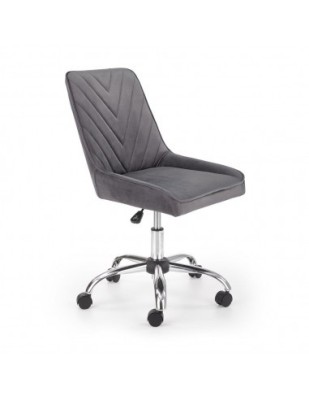 Scaun birou copii HM Rico, ergonomic, stofa tip catifea, cadru polipropilena, 100 kg, gri foto