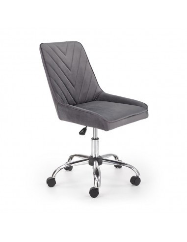 Scaun birou copii HM Rico, ergonomic, stofa tip catifea, cadru polipropilena, 100 kg, gri