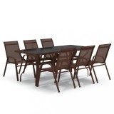 Set de servit masa pentru gradina, 7 piese, maro si negru