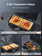 FOHERE 3 in 1 Sandwich Maker 1200W foto