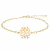 Snowflake - Bratara personalizata argint 925 placat cu aur galben 24K 15+4cm cu pandantiv Fulg