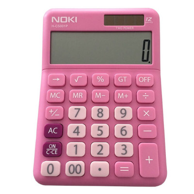 Calculator de Birou Noki HCS001, Roz, 12 Digits, Alimentare Dubla, Calculator Birou, Calculator Birou 12 Digits, Calculator Birou cu Alimentare Dubla, foto
