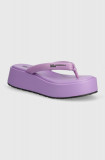 Cumpara ieftin Karl Lagerfeld Jeans slapi WEDGE femei, culoarea violet, cu platforma, KLJ87905