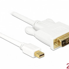 Cablu mini DisplayPort 1.1 la DVI-D 24+1 pini T-T Alb 2m, Delock 82918