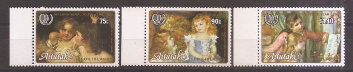 Aitutaki 1985 - Pictura - Anul Internațional al Tineretului, colita, MNH