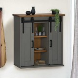 VidaXL Dulap suspendat HALDEN 2 uși glisante gri 75x22,5x70 cm pin