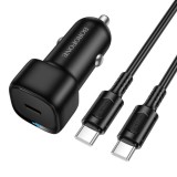 Incarcator Auto Cu Cablu USB-C Borofone BZ34A Cloud, 20W, 3A, 1 x USB-C, Negru