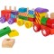 Trenulet lemn Globo cu cuburi colorate 16 piese