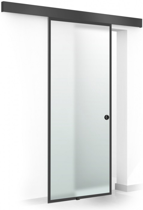 Usa glisanta Boss &reg; Black, model Confort negru, 90x215 cm, sticla 8 mm mata securizata, culisanta in ambele directii